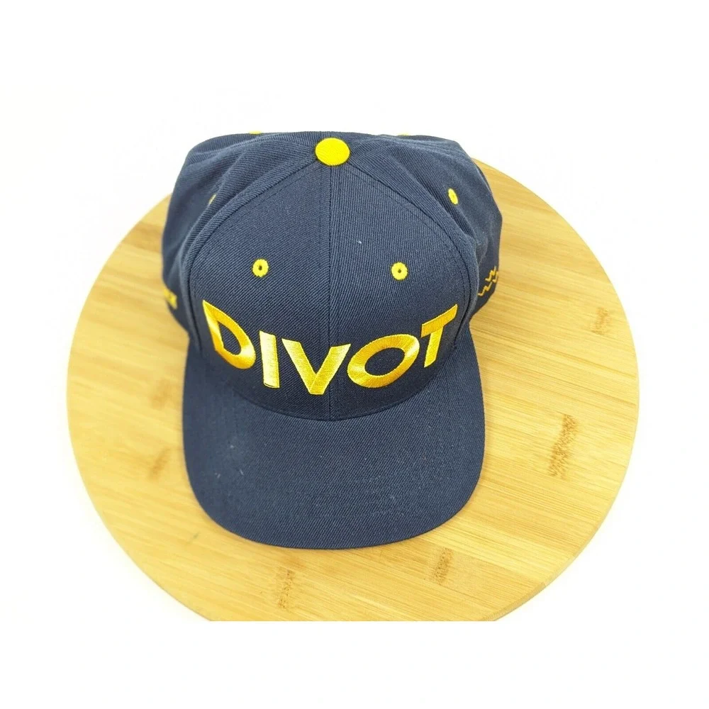 Drive Shack‎ Divot Snapback Hat Navy Yellow Embroidered Blue Yellow Adjustable
